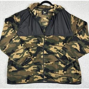 Fleece Camo Jacket Coat Mens Big 3XL Camouflage Full Zip‎ Hooded Hoodie Hunting